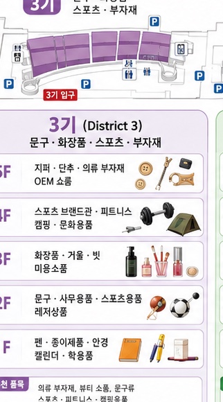 3기 문구 · 화장품 · 스포츠 · 부자재